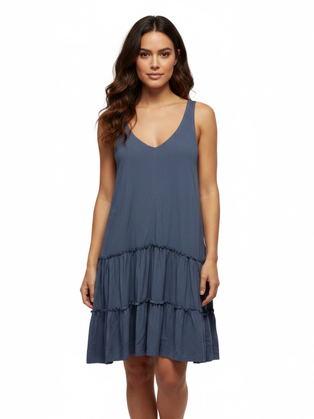 Splendid Indigo Soft Sleeveless Ribbon 2 Tiered Dress- M